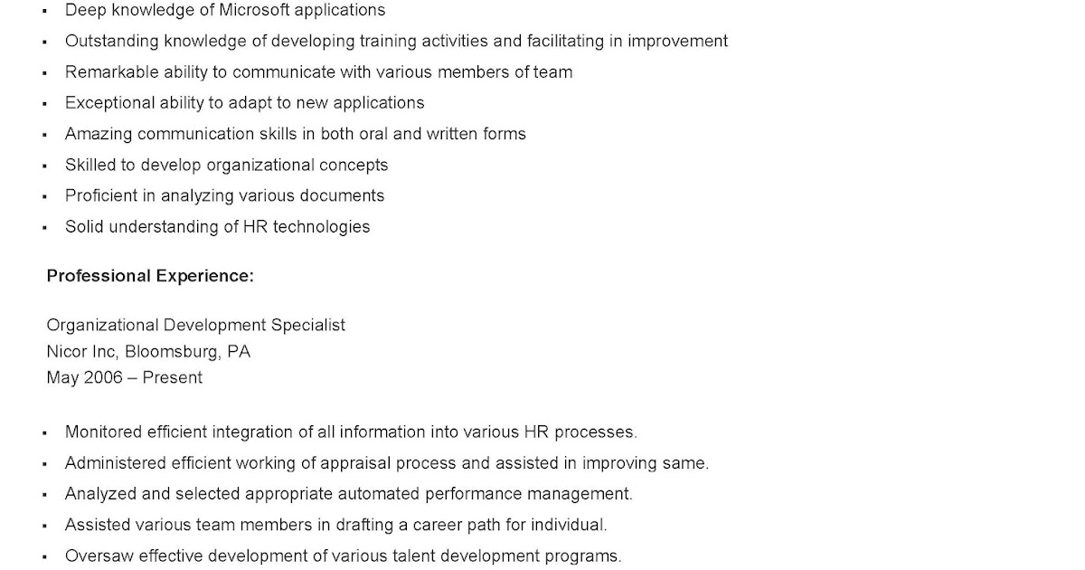 Resume Samples: Sample Organizational Development ...