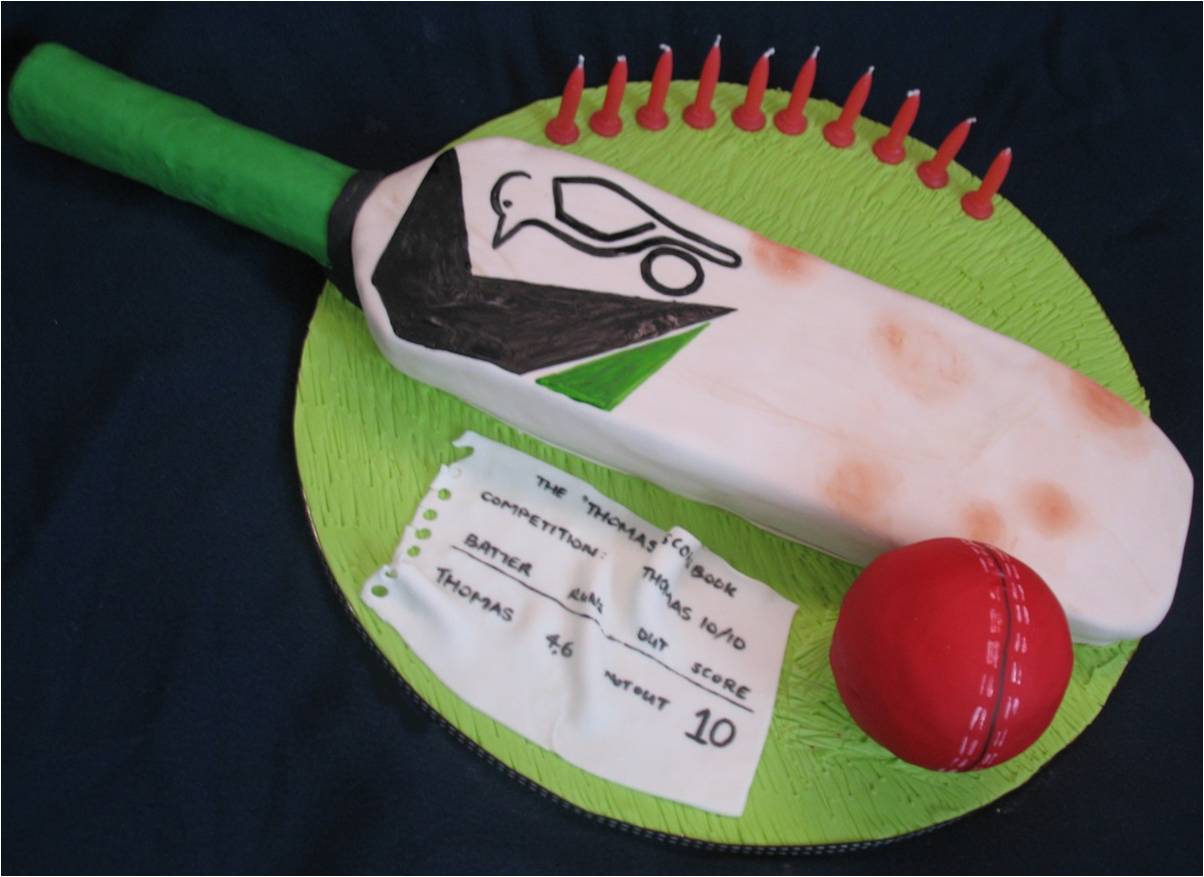 Blissfully Sweet Cricket Bat Birthday Cake