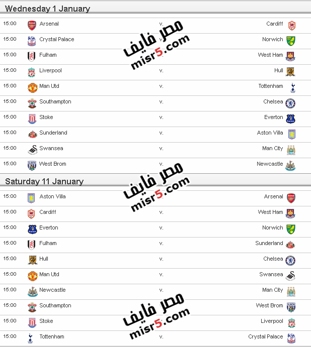 مواعيد مباريات الدوري الإنجليزي 2013-2014 الموسم الجديد 17
