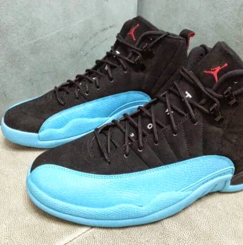 black and light blue jordan 12