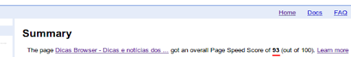 Page Speed score Page Speed score