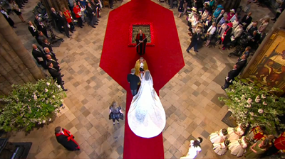The Bride Catherine Middleton as she enters Westminster Abbey next to her father. YouTube 2011.