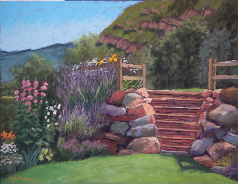 Paintings and More by Sonya Summer Garden plein air, pastel painting