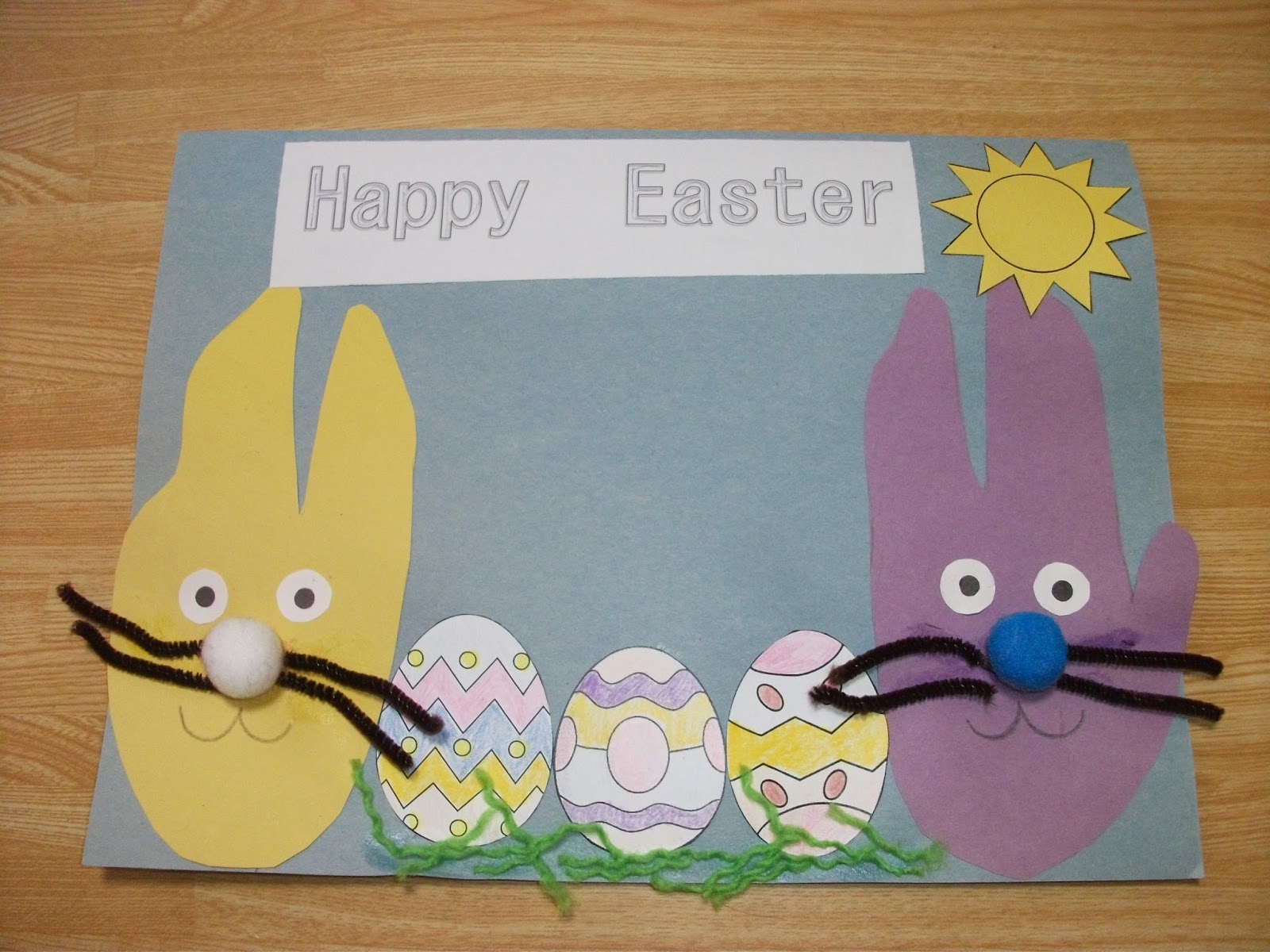 Preschool Crafts for Kids* Happy Easter Hand Print Bunny Card