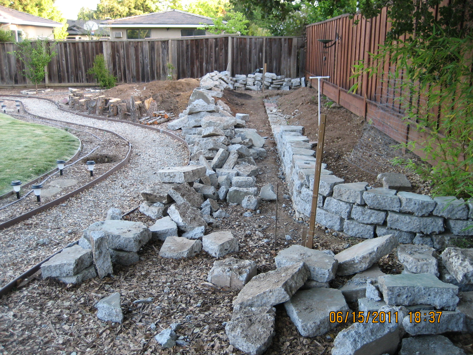 Brindavan in the Bay Area: The next recycled concrete retaining wall