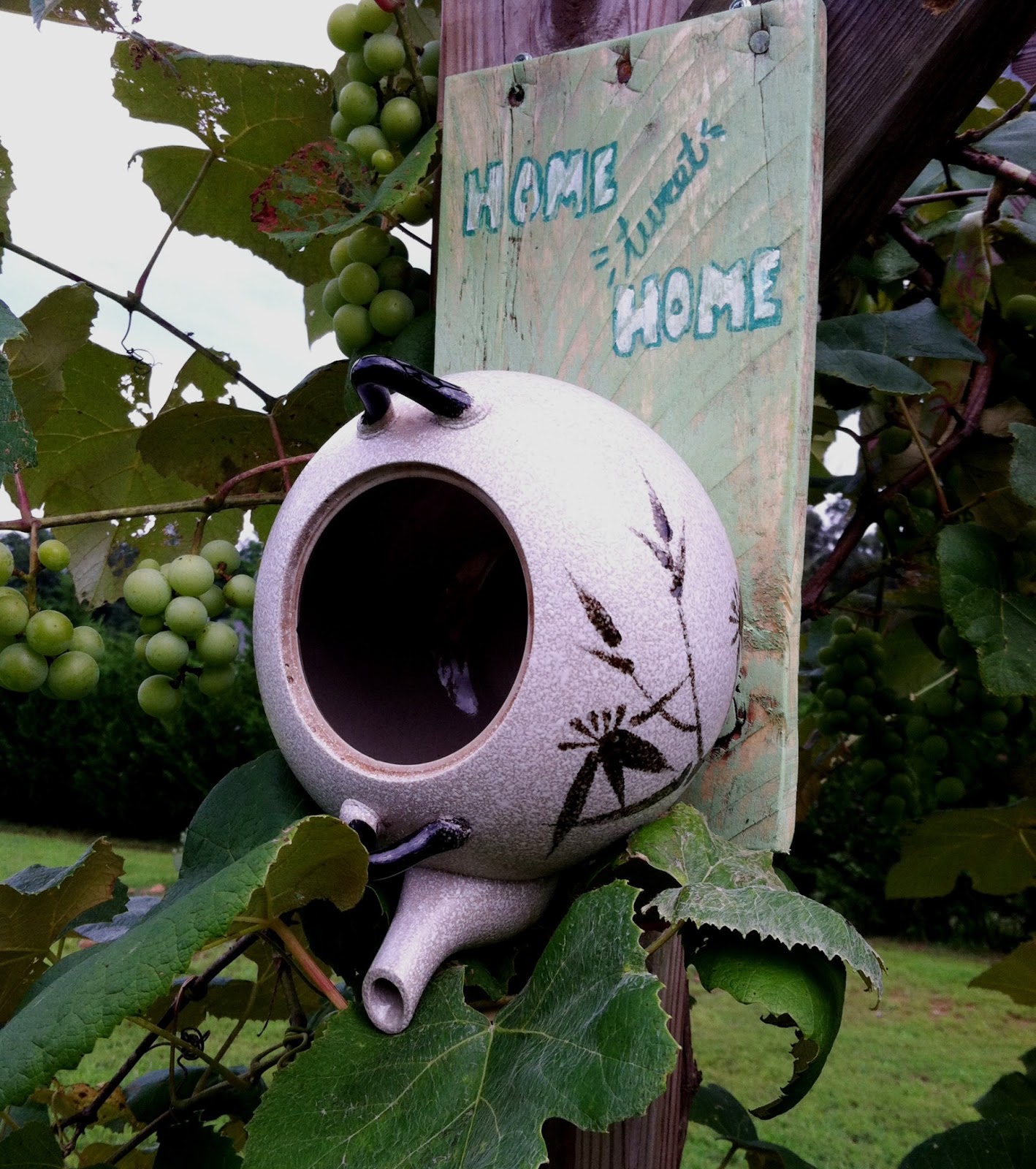 Upcycled Stuff My First Birdhouse...From a Tea Pot