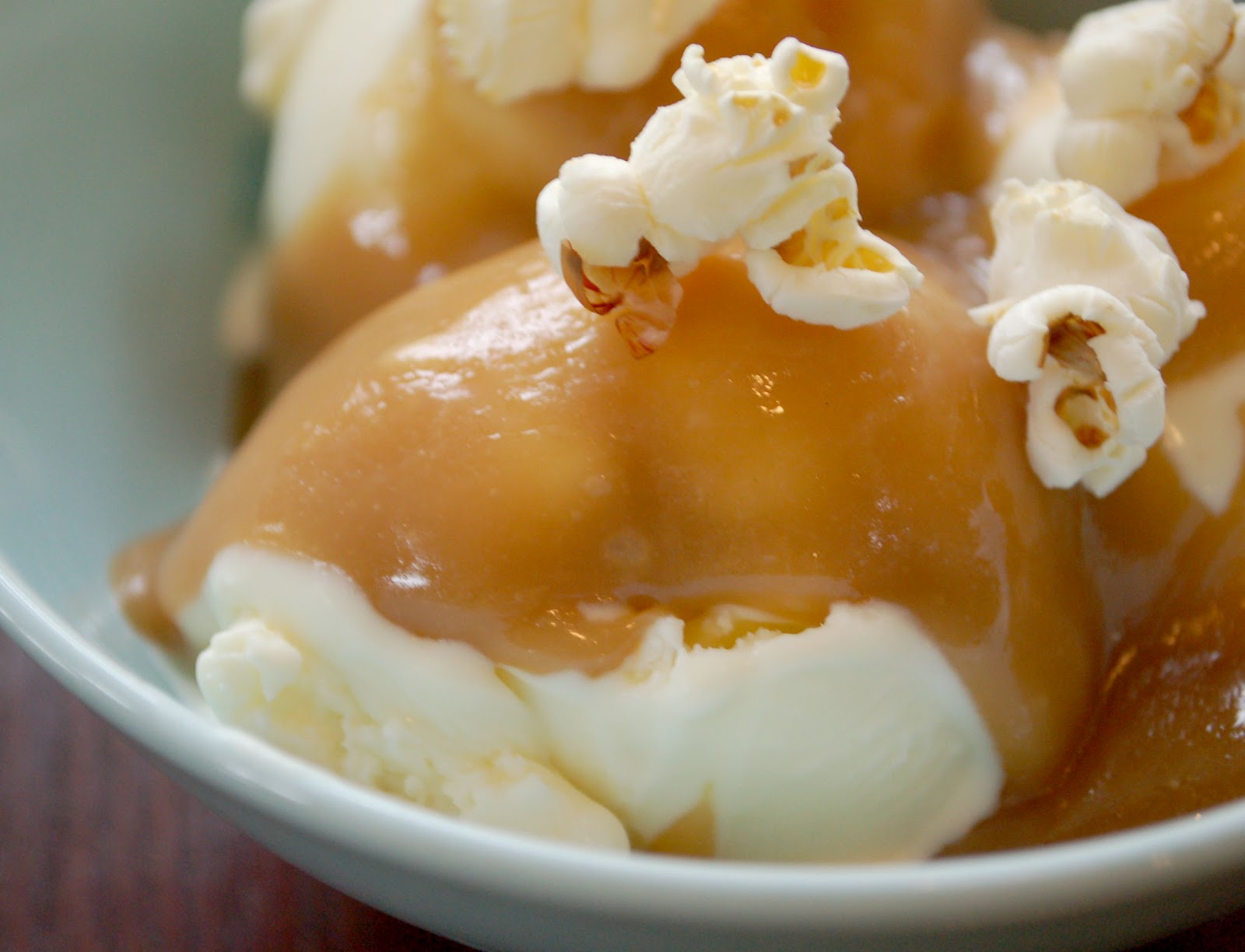 Buttered Popcorn Ice Cream with Salted Caramel Sauce lightinleaves