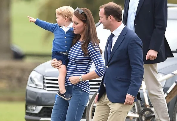 Catherine Duchess of Cambridge and Prince George attends the Gigaset Charity Polo Match with Prince George of Cambridge at Beaufort Polo Club 