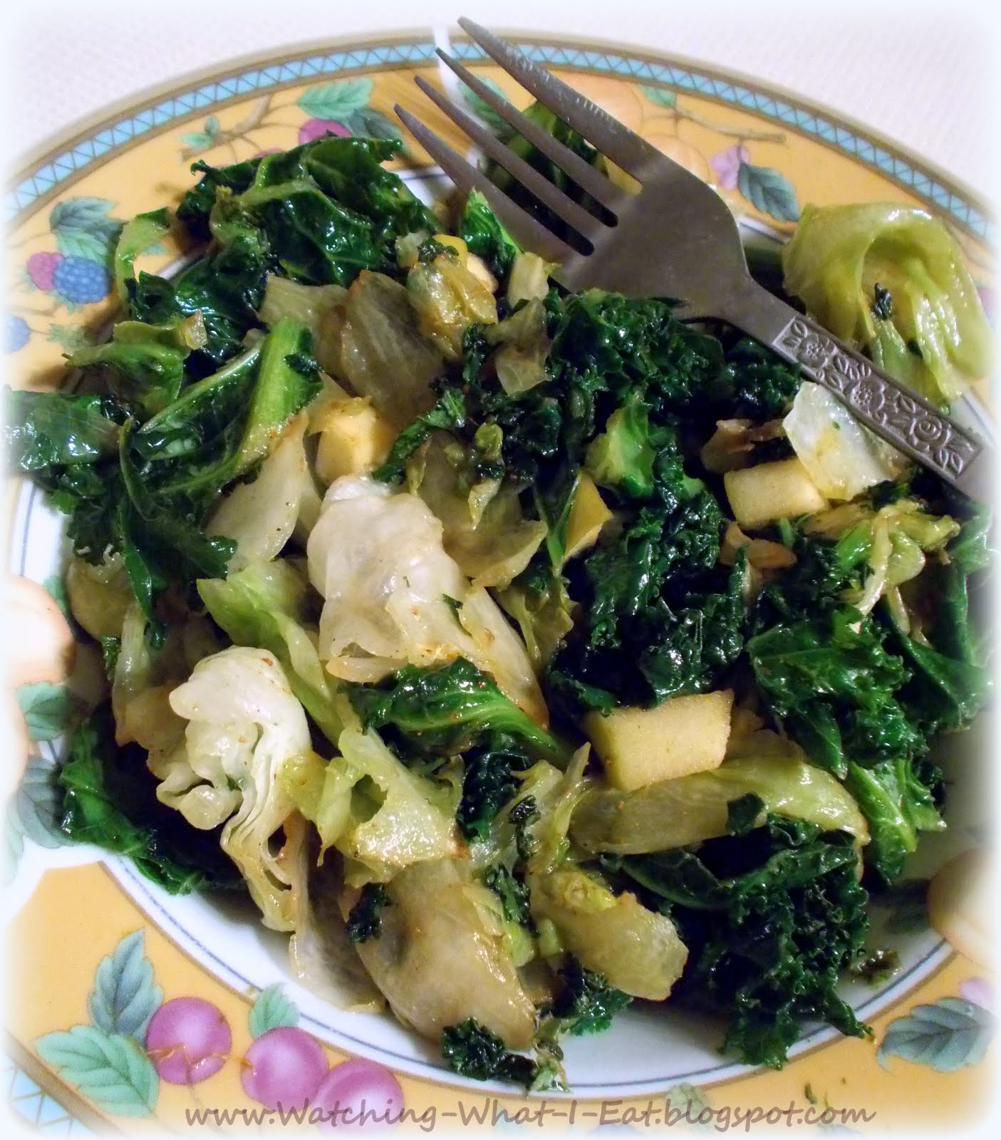 Watching What I Eat Hot Wilted Kale and Lettuce Salad Meatless Monday