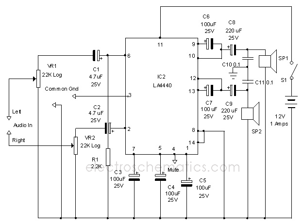 ELECTRONICS SCHEMES FOR ANALOG AND DIGITAL: POWER AMPLIFIER WITH LA4440