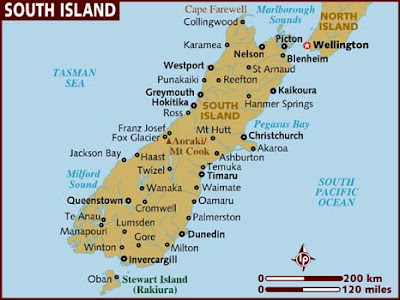 Political Map of South Island New Zealand