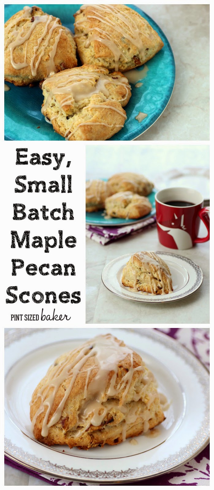 You're going to love baking up this Easy, Small Batch Maple Pecan Scone Recipe. It just makes 4 scones that you can freeze and save or serve to the family.