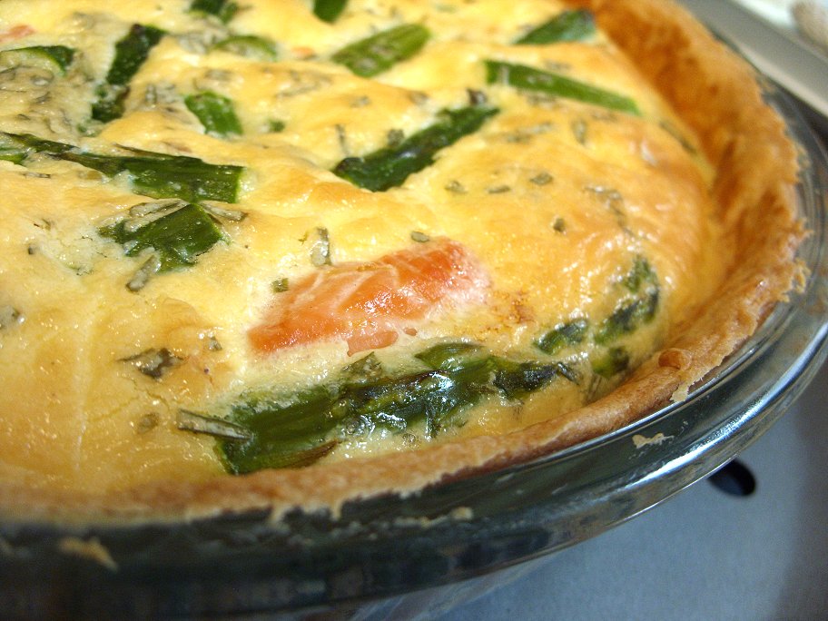 Jenny Eatwell's Rhubarb & Ginger Salmon & Asparagus Quiche glorious