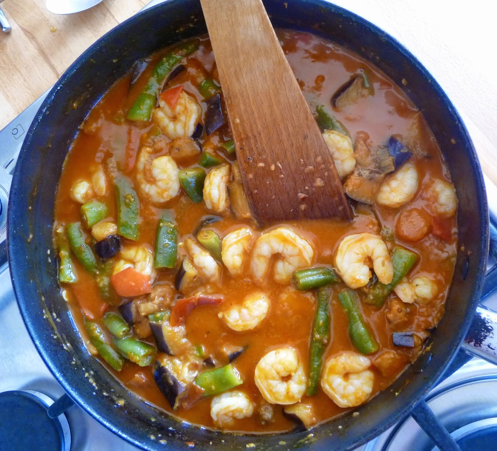 Lancashire Food Prawn, aubergine and green bean curry