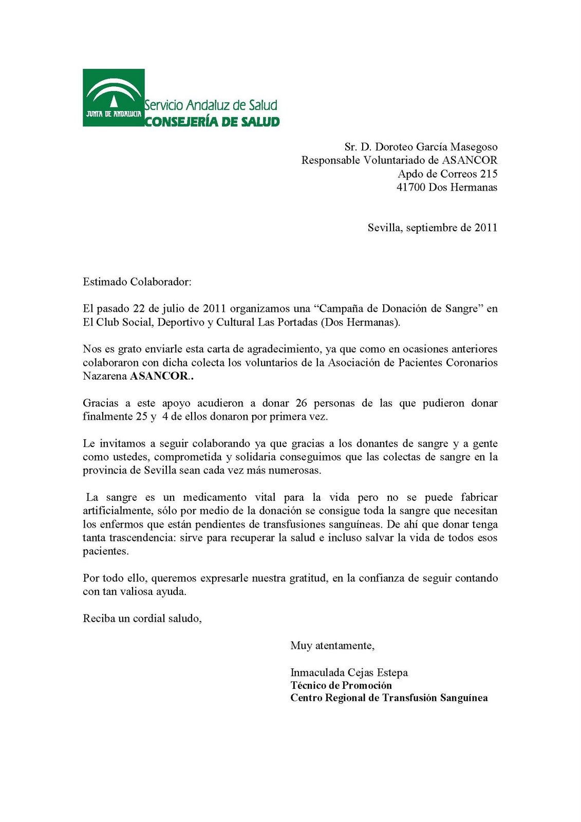 Carta De Agradecimiento Por Donacion De Organos P Carta De