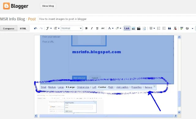 Image Size, Position, Caption, Properties in blogger