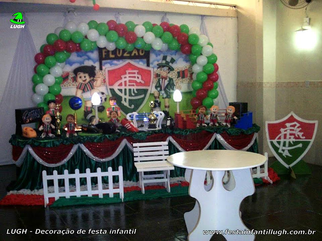 Tema Futebol - Decoração tradicional luxo com o tema do Fluminense Decoração tradicional tema do Fluminense para festa de aniversário infantil