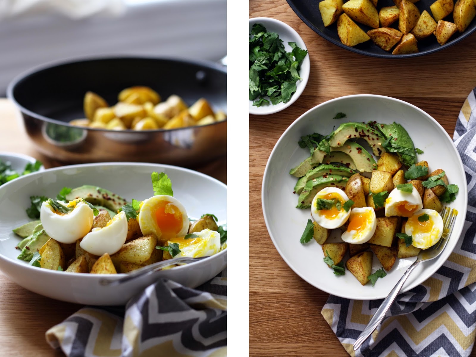 Breakfast Bowls with Potatoes, Avocado and Soft Boiled Eggs // sevengrams