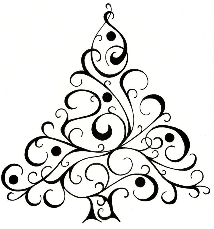 Tree Line Art Design : Zentangle rustgevend tekenen kerstbomen