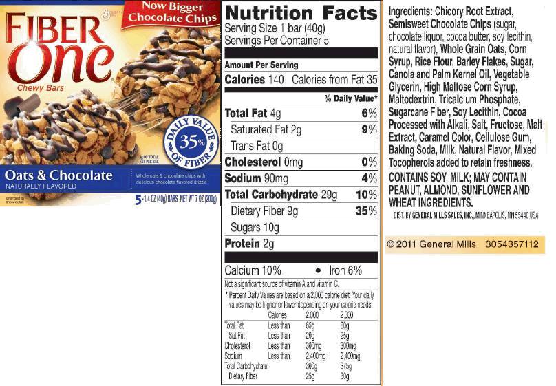 fiber one chewy bars nutrition facts