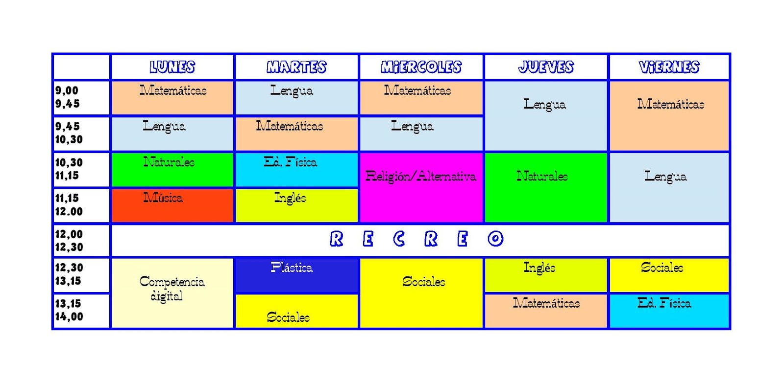 VALDELADIGITAL CONSTRUIR UNA TABLA I ELABORA TU HORARIO