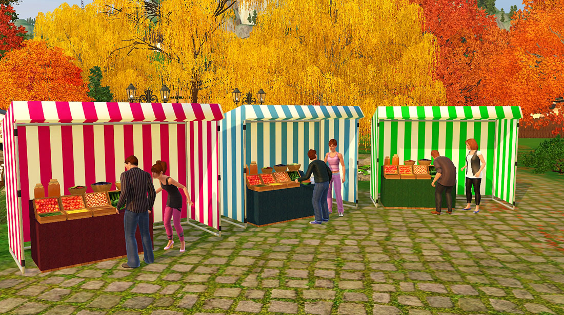 Corporation "SimsStroy" The Sims 3. Canopy and fruit shop