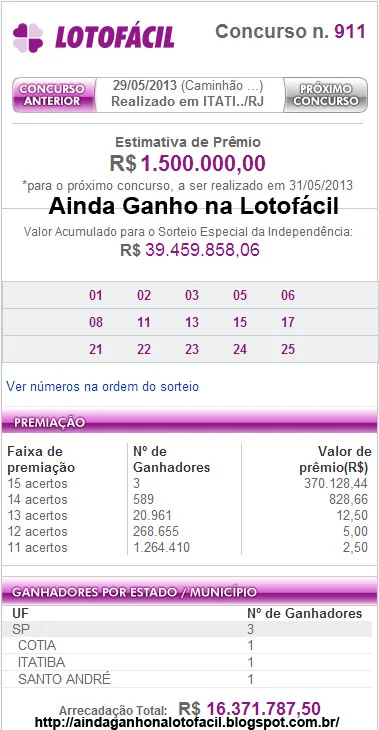 lotofácil concurso 911