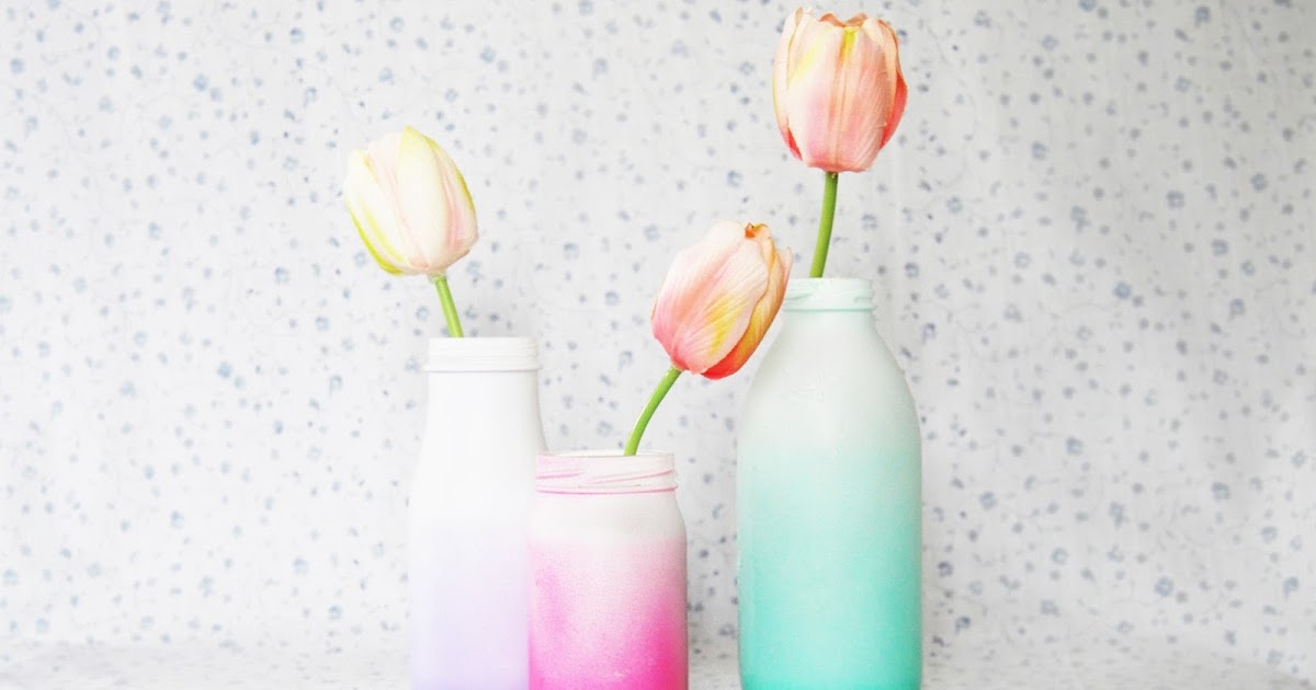 The Pink Doormat Spray Painted Ombre Glass Bottles