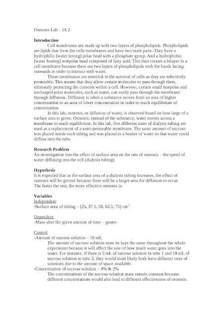 Osmosis coursework controlled variables