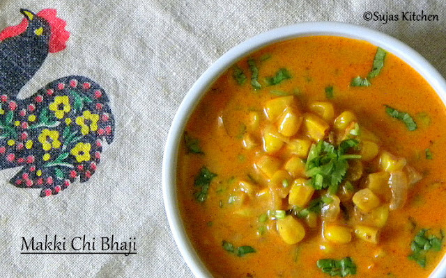 Maharashtrian Makki Chi Bhaji (Corn in spiced gravy)