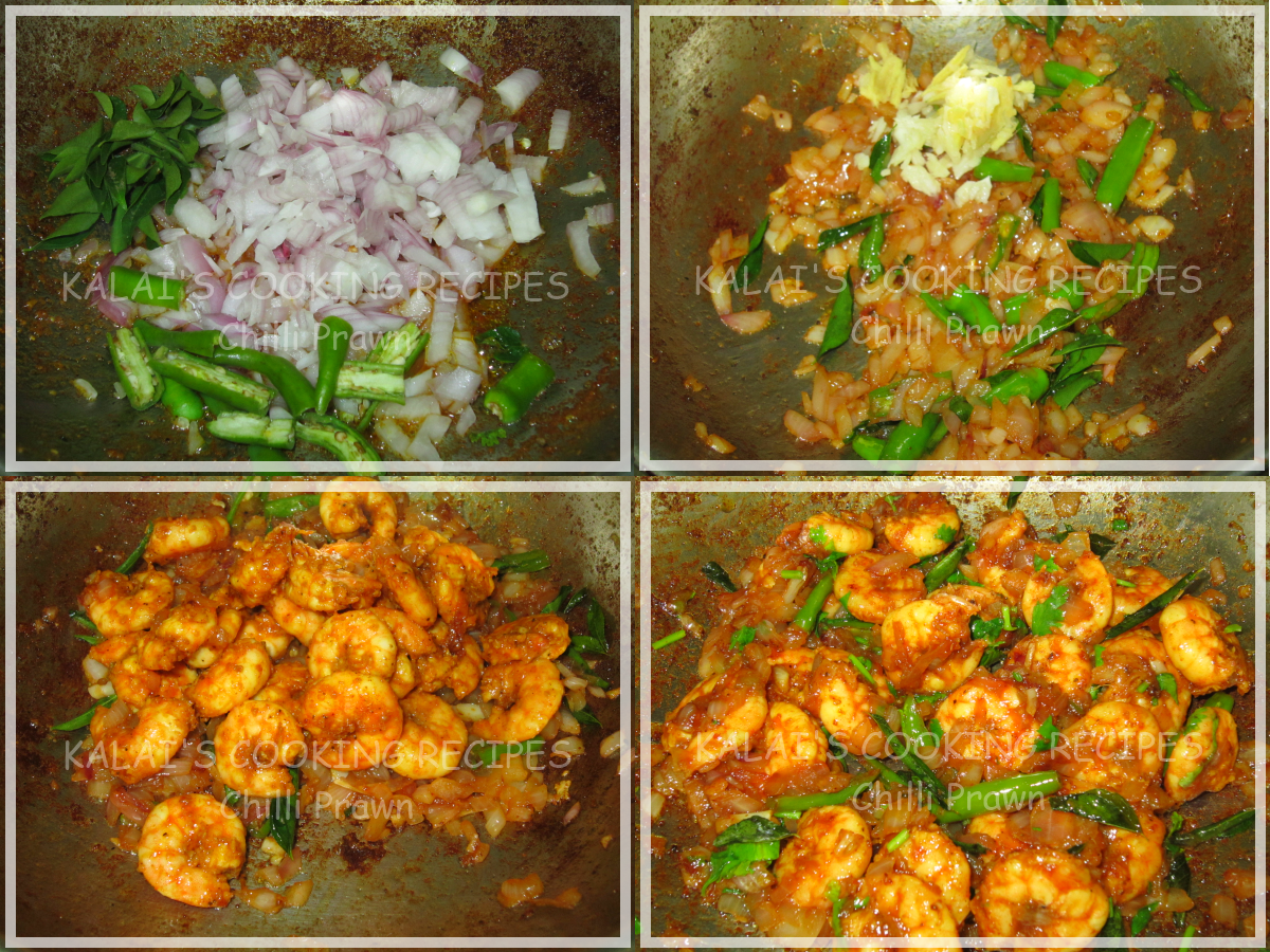 KALAI'S COOKING RECIPES Hot & Spicy Dry Chilli Prawn Indian Recipe