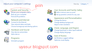 Memilih menu system and security