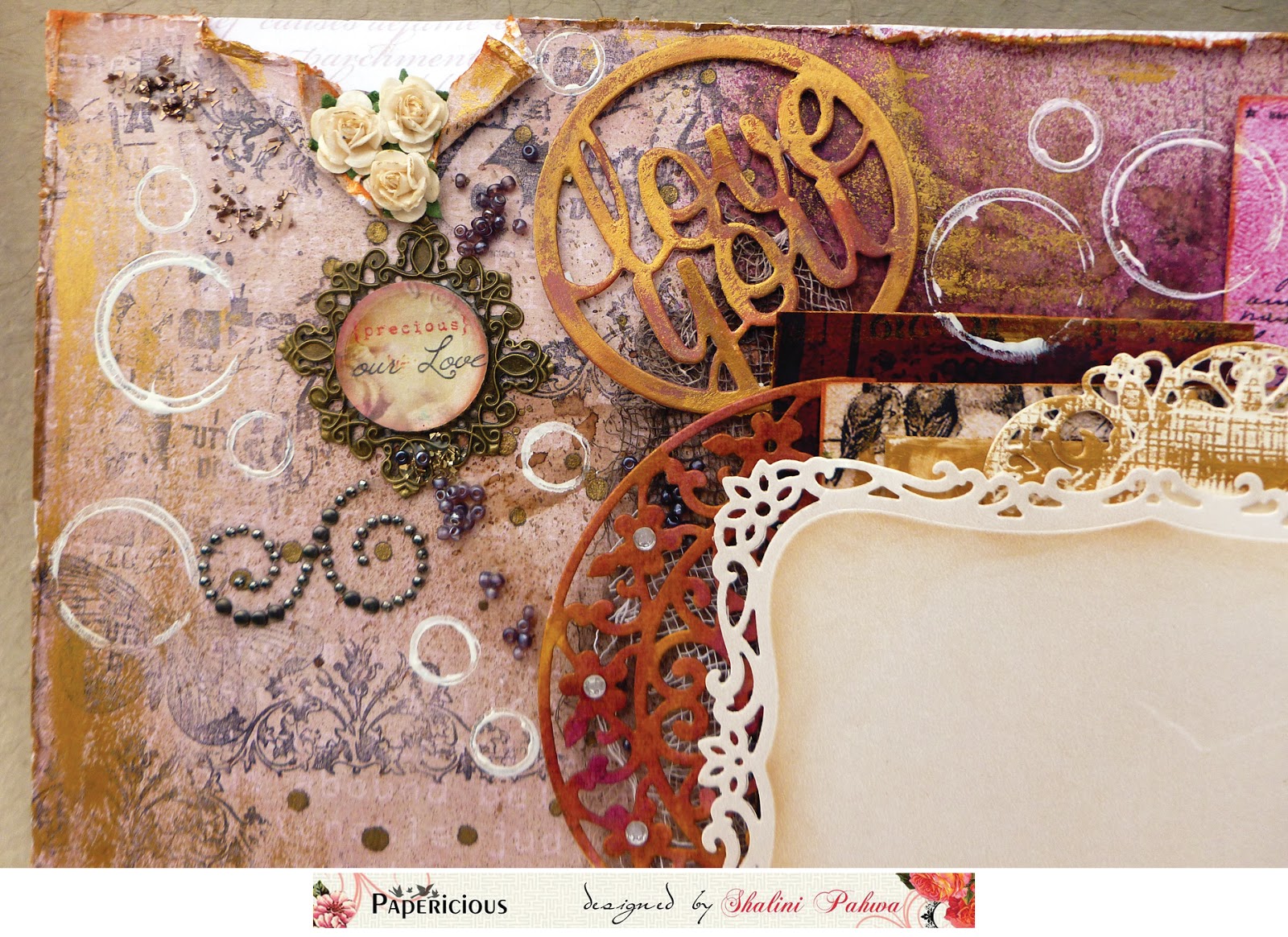 Mixed Media frame with Circular collage sheet and 3D Dome Stickers