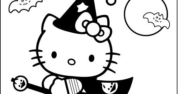 transmissionpress: Hello Kitty Flying Happy Halloween Coloring Pages
