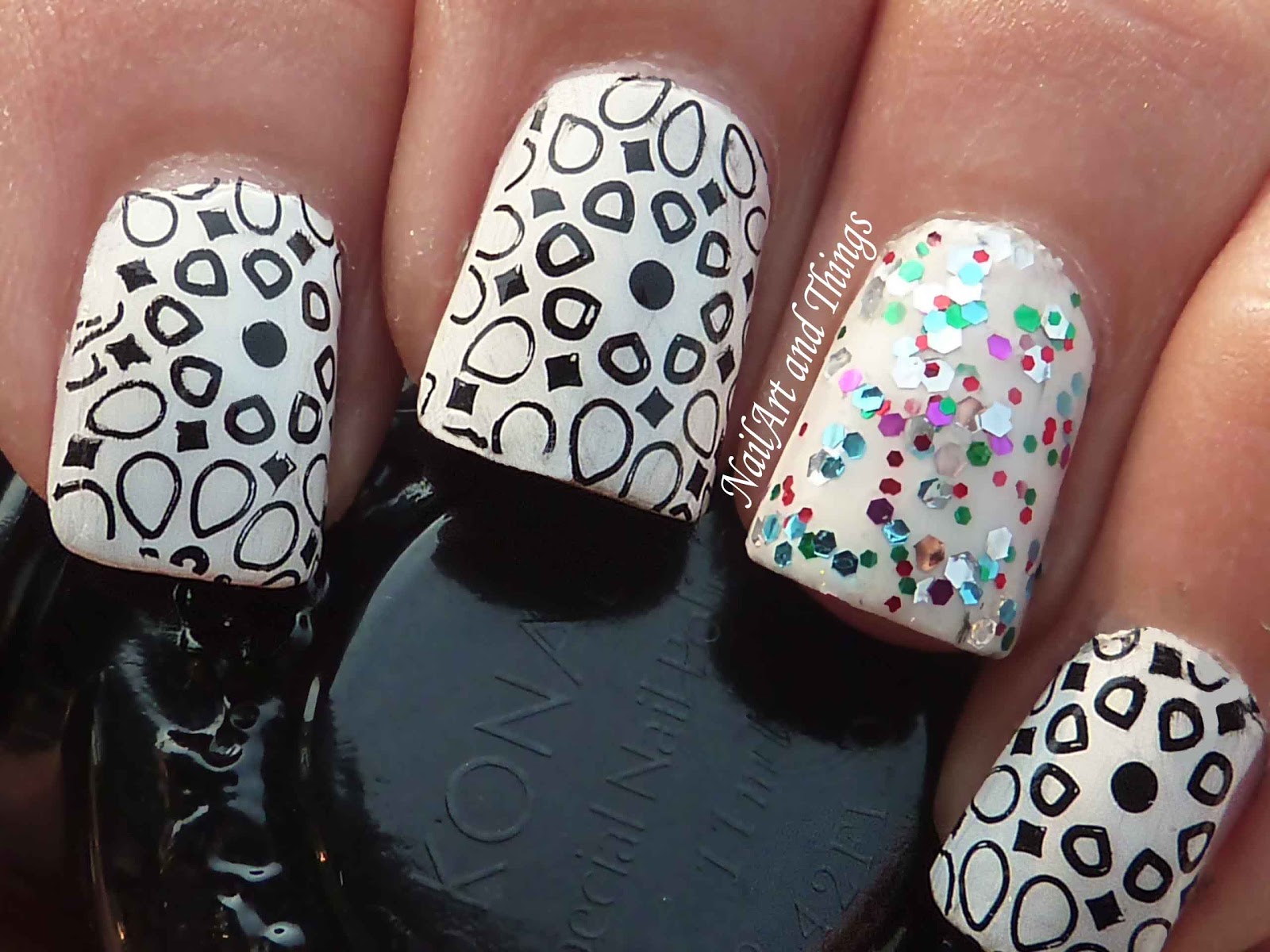 NailArt and Things Black White and Glitter Nails