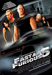 Fast and Furious 6 film poster featuring Vin Deisel,Paul Walker,The Rock,Jordana Brewster and Michelle Rodriguez