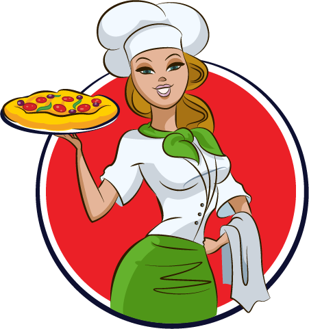 cocinera de pizza vector
