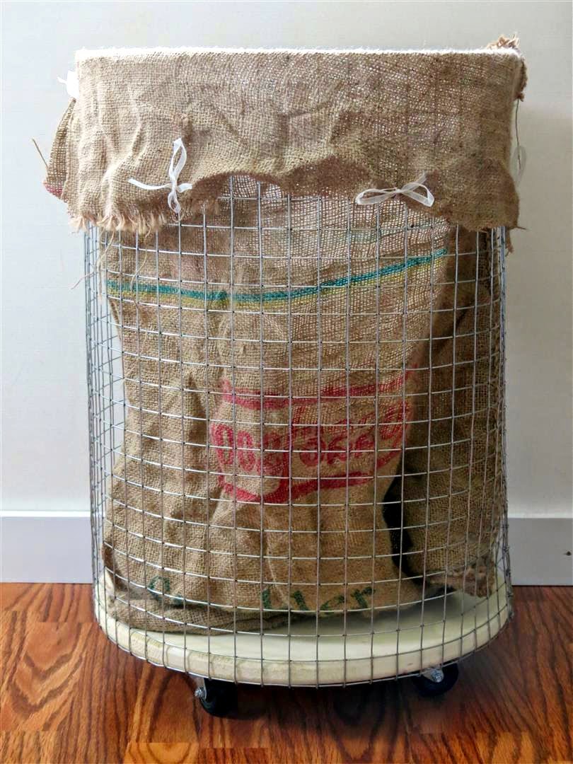 Black Spruce Hound A DIY Burlap and Wire Laundry Hamper