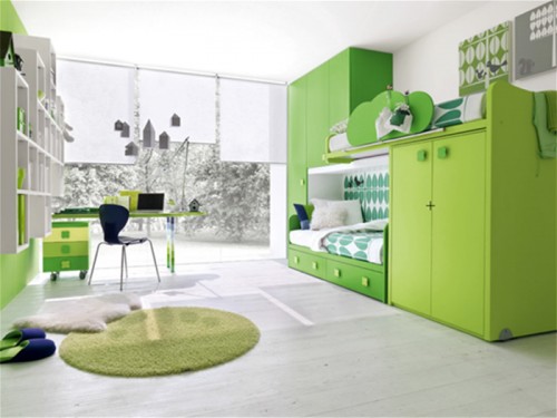 Green White Kids Bedroom Furniture, Smooth but not Aggresive ...