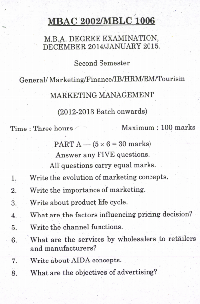 marketing management question paper Question paper code :gmb11t07 vardhaman all parts of the questions must be answered in one place only 1 describe marketing management. marketing management question paper Question paper code :gmb11t07 vardhaman all parts of the questions must be answered in one place only 1 describe marketing management.