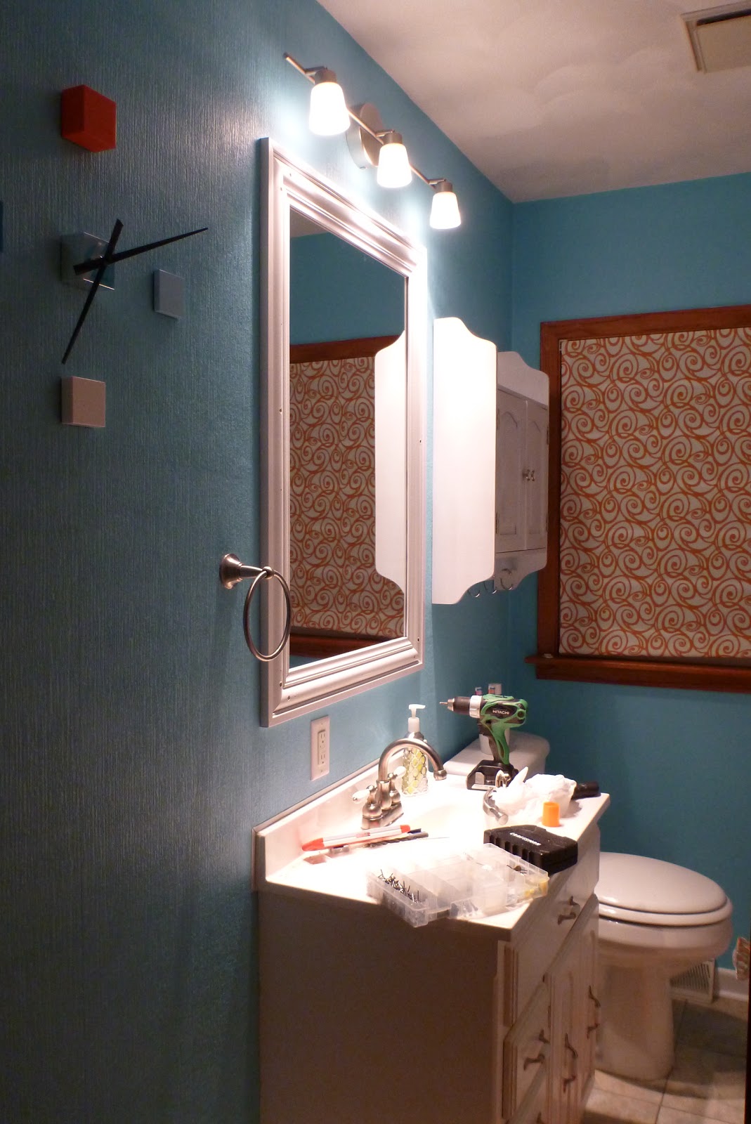 Handmade Mayhem Bathroom Revamp Part VI Mirror progress and rug