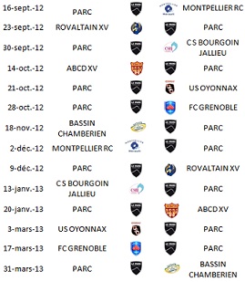 calendrier Saison 2012-2013