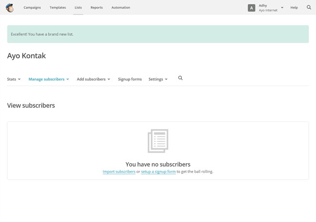 List Di MailChimp List Di MailChimp