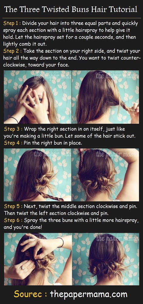 the three twisted buns hair tutorial how to style step 1 divide your the three twisted buns hair tutorial how to style step 1 divide your