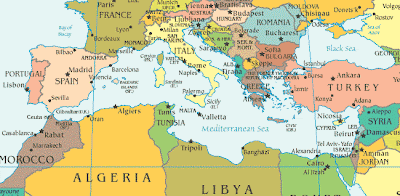 Map of Mediterranean islands