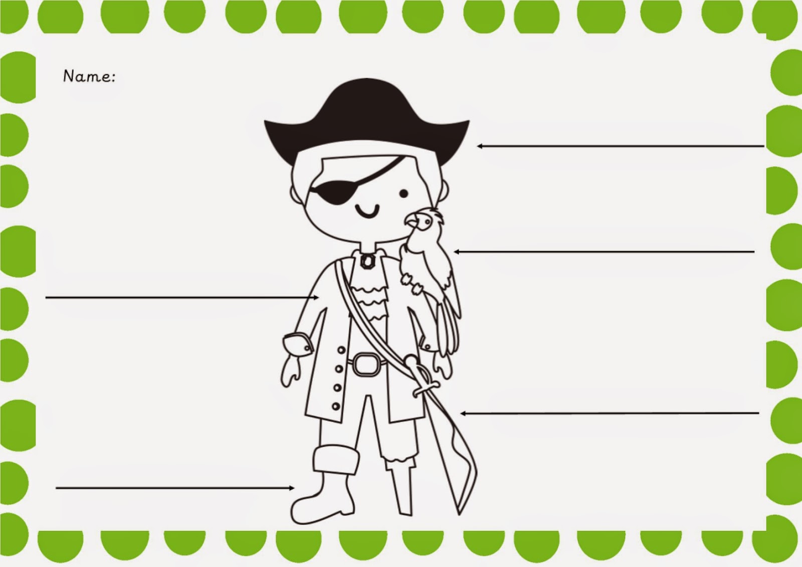 Simply Kids Learning Pirates Printable Writing Sheet Label a Pirate