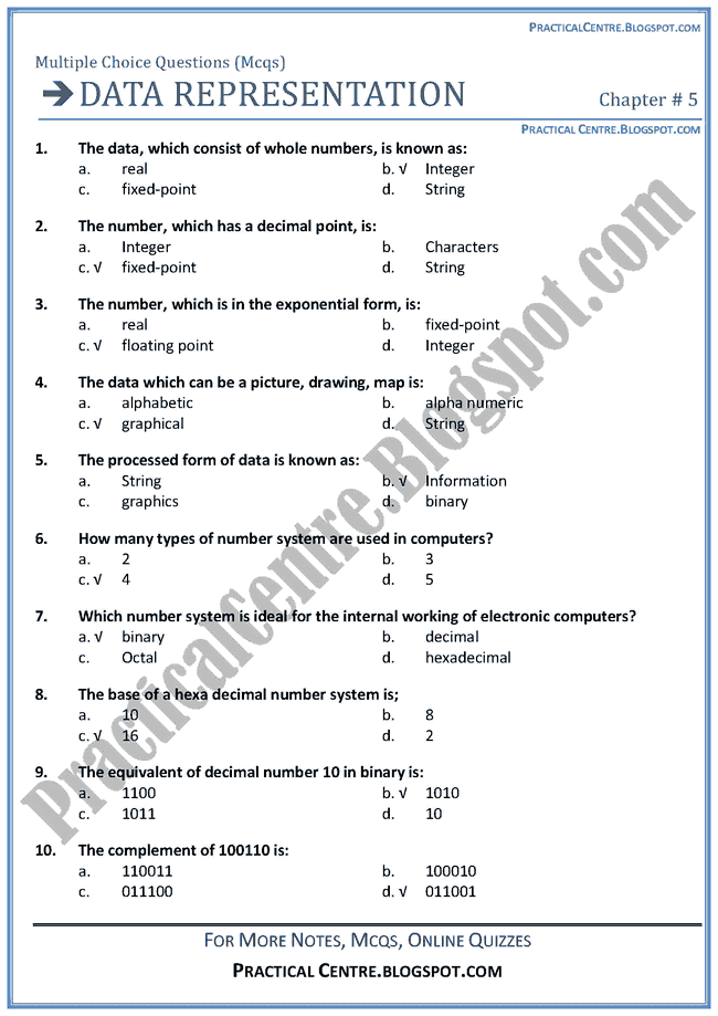 data-representation-mcqs-multiple-choice-questions-computer-9th