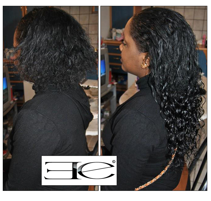 Elite Extensions Avant/ apres, avec les mèches Elite Extensions