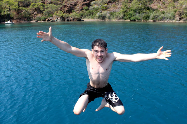 jumping in the sea