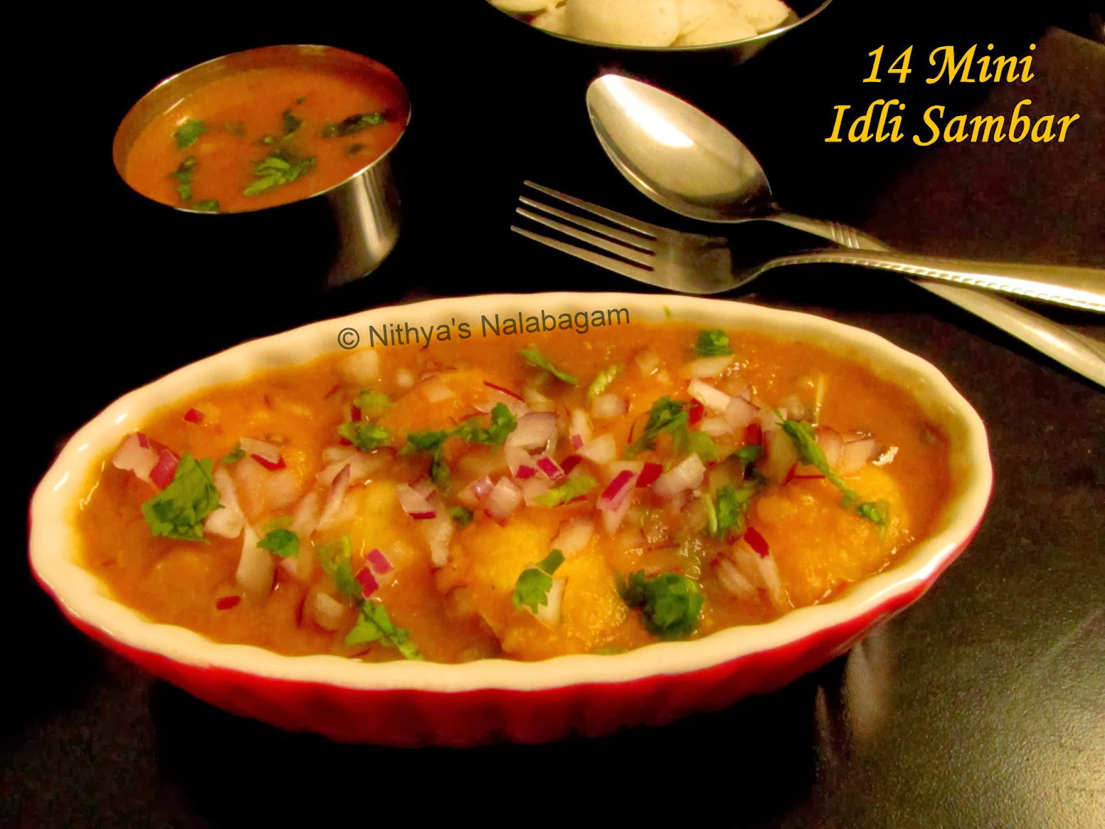 14 Idli Sambar Recipe | Mini Idly Sambar |Nithya's Nalabagam